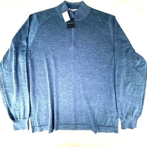 Joseph Abboud Men Sweater Gray XL 1/4 Zip 100% Extra Fine Merino Wool NWT - Picture 1 of 10